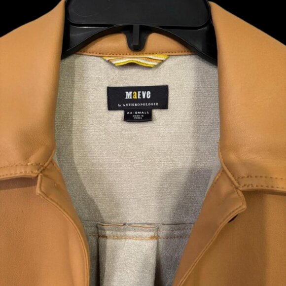 Anthropologie Maeve Faux Leather Camel/Tan Oversized Jacket Shirt NWOT - Picture 7 of 16